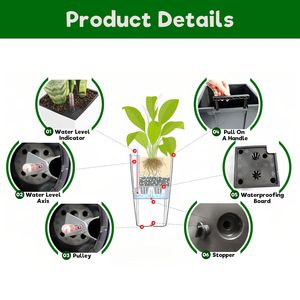 Maceta Cuadrada de Diseño de Ratán Sintético de 22 Pulgadas de Alto, Sistema de Riego Automático Inteligente para Interiores y Exteriores, Maceta para Flores de Porche - Product Image 4