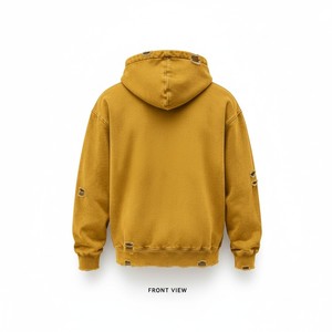 Sudadera con capucha para hombre, estilo desgastado, oversize, de forro polar de algodón, con efecto salpicado de pintura, lisa, estilo urbano, personalizada, al por mayor - Product Image 3