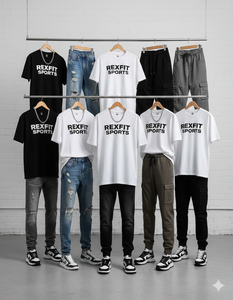 T-shirt de sport Rexfit Premium Streetwear, impression de logo personnalisé, tissu polaire, effet vintage délavé, effet soleil, double couche - Product Image 6