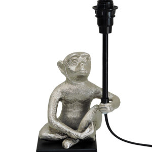 Base de Lámpara de Mesa Silver Monkey - Lámpara de Escritorio Decorativa con Forma de Chimpancé Sentado - Acabado en Plata Antigua - Adorno Original para Decoración del Hogar - Product Image 1