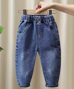 Jeans droits pour garçons, taille mi-haute, avec fermeture éclair, 100 % coton, écologiques, respirants, longueur complète, couleur personnalisable - Product Image 2