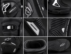 Bottes de moto SMX-Plus pour homme, en cuir véritable noir, fermeture éclair, résistantes à l'abrasion, toutes saisons - Product Image 2