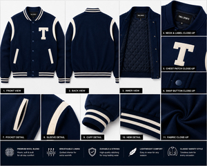 แจ็คเก็ตวาร์ซิตี้ดีไซน์ล่าสุด คุณภาพพรีเมียม ตกแต่งด้วยลายปักแบบ Letterman สไตล์ Preppy ทรงปกติ กันน้ำ กันลม ระบายอากาศได้ดี - Product Image 6