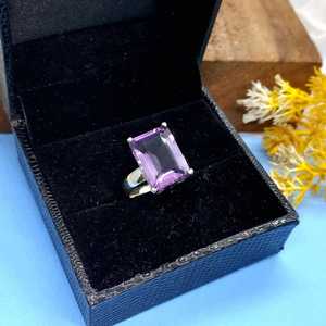 Bague artisanale en améthyste, argent sterling 925, pierre de naissance de février, bijou naturel, cadeau pour femme - Product Image 2