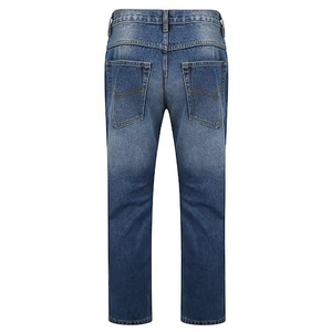 Jean en denim bleu grande taille pour homme, coupe droite, respirant, avec effet délavé, pantalon élégant pour homme - Product Image 2