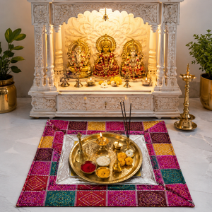 Pooja Aasan Mat for Home Temple Premium Handmade Cotton Prayer Seating Mat Religious Worship Decor - Product Image 5