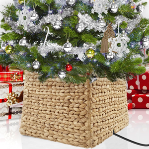 Wholesale Natural Water Hyacinth Square Christmas Tree Skirts Boho Xmas Tree Ring made in Vietnam Cheap Price - Product Image 3