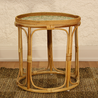 Table basse en rotin naturel artisanal vintage rangement artisan design taille personnalisable meubles de salon maison en osier