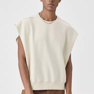 2026 New Design Heavy Weight Soft French Terry Breathable Eco-Friendly Sleeveless T Shirt Raw-Edge Boxy <b>Cropped</b> Tank <b>Top</b> for <b>Men</b> - Product Image 5