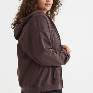 Nueva llegada, sudadera con capucha para mujer, de color liso, a la moda, de manga larga, color heather, con rayas laterales, cierre de cremallera y cordón ajustable. - Product Image 1