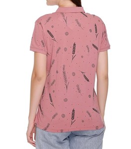 Polo pour femme rose imprimé, manches courtes, tricoté, décontracté, avec logo personnalisé, service OEM, meilleure qualité - Product Image 3