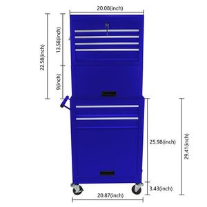 Carrello Portautensili Blu a 6 Cassetti con Ruote, Banco da Lavoro e Armadietto ad Alta Capacità - Product Image 5