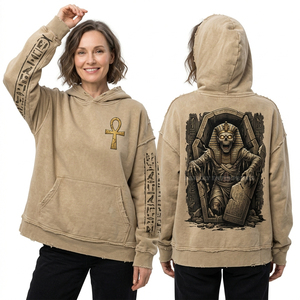Sudadera con capucha personalizada de algodón desgastado con estampado gráfico de cerebro y huesos en la manga, estilo arte de bocetos, fabricante de boutique - Product Image 5