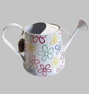 Arrosoir en métal avec motif floral coloré, outil de jardinage durable, utilisation intérieure et extérieure, grande capacité, Inde - Product Image 1