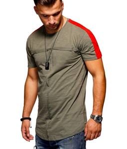 Ropa personalizada de algodón 100% para hombre, Camiseta estampada ajustada con cuello redondo, pantalones curvos, camiseta informal de manga corta con logotipo bordado para gimnasio - Product Image 2