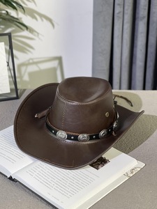 Premium Style Leather Cowboy <b>Hats</b> Men Women Adjustable Size Customized Cowboy <b>Hats</b> - Product Image 3