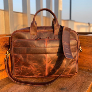 Maletín de cuero genuino con múltiples compartimentos personalizado, bandolera para ordenador portátil para hombre, bolso de negocios, bolsos cruzados para ordenador - Product Image 3