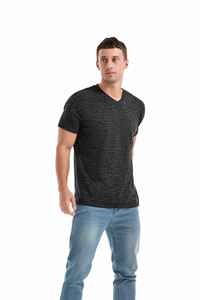 เสื้อยืดคอวีผ้าคอตตอน/โพลีเอสเตอร์คุณภาพสูงสำหรับผู้ชาย - Product Image 3