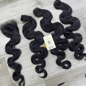 Wholesale <b>Bleached</b> Knots Raw Vietnamese Human Hair Natural Body Wave Bundles Double Drawn Machine Weft Extensions - Product Image 2