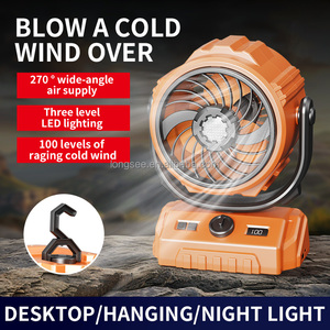 100 Réglage du niveau Volume d'air élevé Portable Rechargeable Ventilateur <span class=keywords><strong>de</strong></span> camping en plein air Table USB avec lumière LED et batterie externe Pas <span class=keywords><strong>de</strong></span> balançoire - Product Image 3