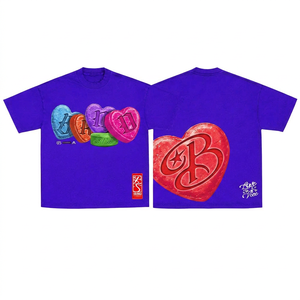 T-shirt pour homme avec imprimé à motifs unis, col rond, manches courtes, coupe classique, 100% coton tricoté - Product Image 3