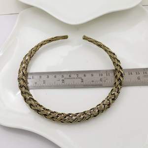 Vintage Braided <b>Rope</b> <b>Chain</b> Choker Necklace 22k Gold Plated Precious Metal Alloy Unisex Everyday Wear Style - Product Image 2
