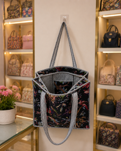 Handmade Eco-Friendly Quilted Cotton Print Fashion Lightweight <b>Canvas</b> <b>Tote</b> Bag Customizable Zipper Bohemian Vintage Lady - Product Image 3
