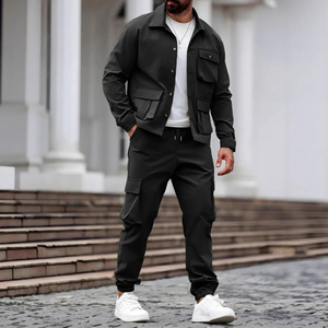 Conjunto Deportivo Cortavientos para Hombre, Color Sólido, con Logotipo Personalizado, Chaqueta de Manga Larga y Pantalones Jogger, Ropa Deportiva Informal para Entrenamiento al Aire Libre - Product Image 2
