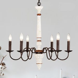 Lámpara Colgante Retro Blanca Color Óxido de 6 Luces E12 (Bombilla No Incluida) para Comedor, Lámparas de Araña y Colgantes - Product Image 2