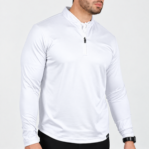 Men Quarter Zip Pullover <b>Long</b> <b>Sleeve</b> Sportswear <b>Stretch</b> Knitted Athletic Custom Logo Golf Training Wear Eco-Friendly Quick Dry - Product Image 2