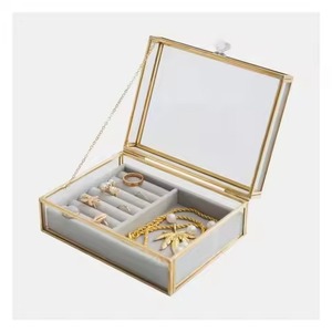 Decorative Collection Metal & Glass Jewelry <b>Box</b> Premium <b>Trinket</b> Organizer for Jewelry Rings Earrings Necklace Bracelet - Product Image 1