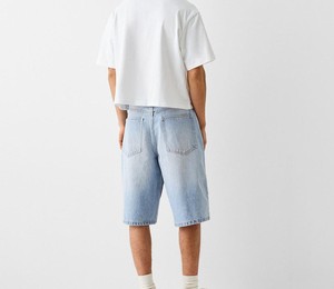 Shorts cargo en jean pour hommes, coupe ample, multi-poches, en coton délavé, décontractés, pour l'été, avec poches utilitaires - Product Image 2