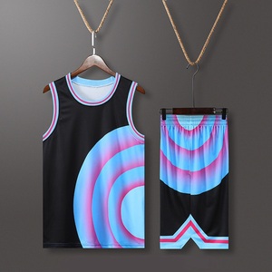 Ensemble de maillots de basket-ball personnalisés sublimés dégradés bleus pour hommes, sans manches, en maille respirante, en polyester, uniforme de sport d'été - Product Image 5