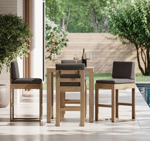 Conjunto de Muebles de Jardín de Diseño Tropical en Madera de Teca Sólida Moderna con Mesa Alta y Sillas, Acabado Natural, para Sala de Estar o Patio - Product Image 3