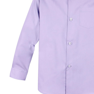 เสื้อนักเรียนชายสีม่วง ผ้าฝ้ายอ๊อกซ์ฟอร์ด แขนยาว มีกระดุมและกระเป๋า สำหรับโรงเรียนประถม - Product Image 4