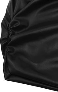 เสื้อกล้ามครอปท็อปหนังเทียมรัดรูปคอสูงแขนกุดสำหรับผู้หญิง - Product Image 4