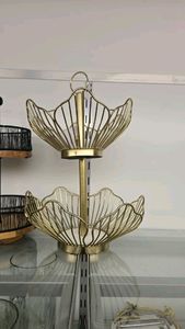 Cesta de frutas de lujo de 2 niveles, color dorado, cesta decorativa para accesorios del hogar, ideas de regalo para bodas, cesta de regalo. - Product Image 4
