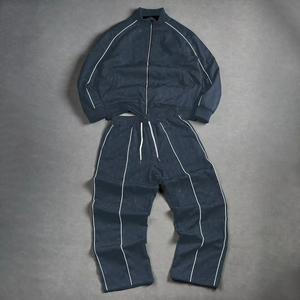 Unisex Winter Eco-Friendly Solid <b>Tech</b> Tracksuits Acid <b>Wash</b> Printed Streetwear Zipper Fly Windbreaker Set Lightweight Activewear - Product Image 3