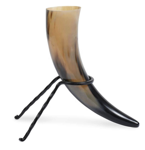 Viking-inspired Handmade Eco-Friendly Buffalo Horn Beer Glass Iron <b>Stand</b> for Wine Mead Ale <b>Drinking</b> Horn - Product Image 5