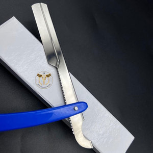 Navaja de Afeitar Profesional con Mango de Plástico Azul, Navaja de Afeitar de Acero Inoxidable para Barbería, Herramienta Plegable para Cortar el Cabello en Salón - Product Image 4