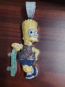 Pendentif Personnage de Dessin Animé Garçon Hip Hop en Moissanite Multicolore Effet Givré, Bijoux Fins en Argent 925, Pendentifs et Breloques - Product Image 2