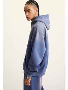 High Quality Men Women French Terry Cotton 320g Washed Printed Casual Windproof Hooded Breathable Hoodie <b>Sweatpants</b> <b>Set</b> - Product Image 4