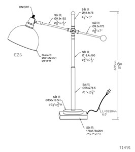 Modern Metal Desk <b>Lamp</b> Adjustable Task Light E26/E27 Socket Max 100W for Home <b>Office</b> Hotel - Product Image 2