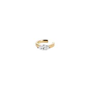 Pendiente de Oreja Tipo Cuff de Diamante, Oro Sólido 10k 14k 18k, Diamante Cultivado en Laboratorio con Corte Marquesa y Engaste de Garras, Minimalista, Sin Perforación, Banda para Cartílago, Uso Diario Moderno - Product Image 1