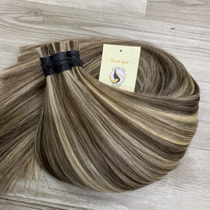 Venta caliente doble cutícula dibujada alinear Piano marrón oscuro Rubio extensiones de cabello humano a granel - Product Image 3