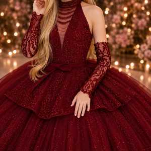 Robe de bal de luxe scintillante pour filles, robe de princesse pour enfants, doublure en satin doux, détail élégant avec nœud, tulle bouffant personnalisable, dentelle - Product Image 3