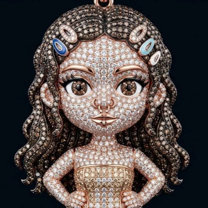 จี้เพชรโมอิสซาไนต์รูปการ์ตูนสาวน้อย ชุบทองคำขาว 18K ประดับเพชรแบบไมโครเพฟ ของขวัญเครื่องประดับหรูหราสำหรับผู้หญิง - Product Image 6