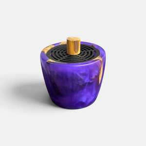 WONDER OVERSEAS Brûleur d'encens noir en résine blanche texturée, encensoir arabe Bakhoor, support pour cônes et charbon, diffuseur, fait main 100% - Product Image 5