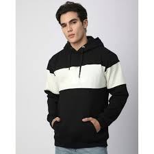 Nouveau design 2026 – Sweat à capuche homme color block avec logo personnalisé, pull rayé noir et blanc en polaire, streetwear graphique - Product Image 3