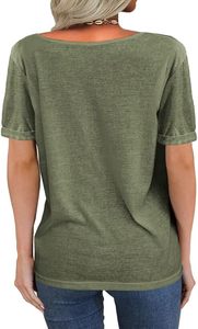 Camiseta de Verano Ecológica para Mujer, Cuello en V, Corte Holgado, con Estampado, Transpirable y de Secado Rápido, Manga Corta, Informal - Product Image 2